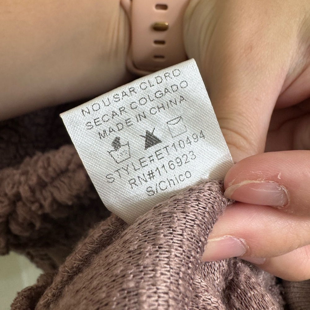 Easel Taupe Textured Sherpa Sweater top - Picture 5 of 7